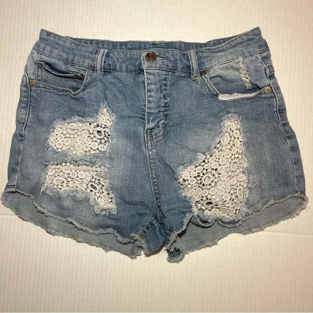 Mossimo Denim Lace Patch Women Shorts
